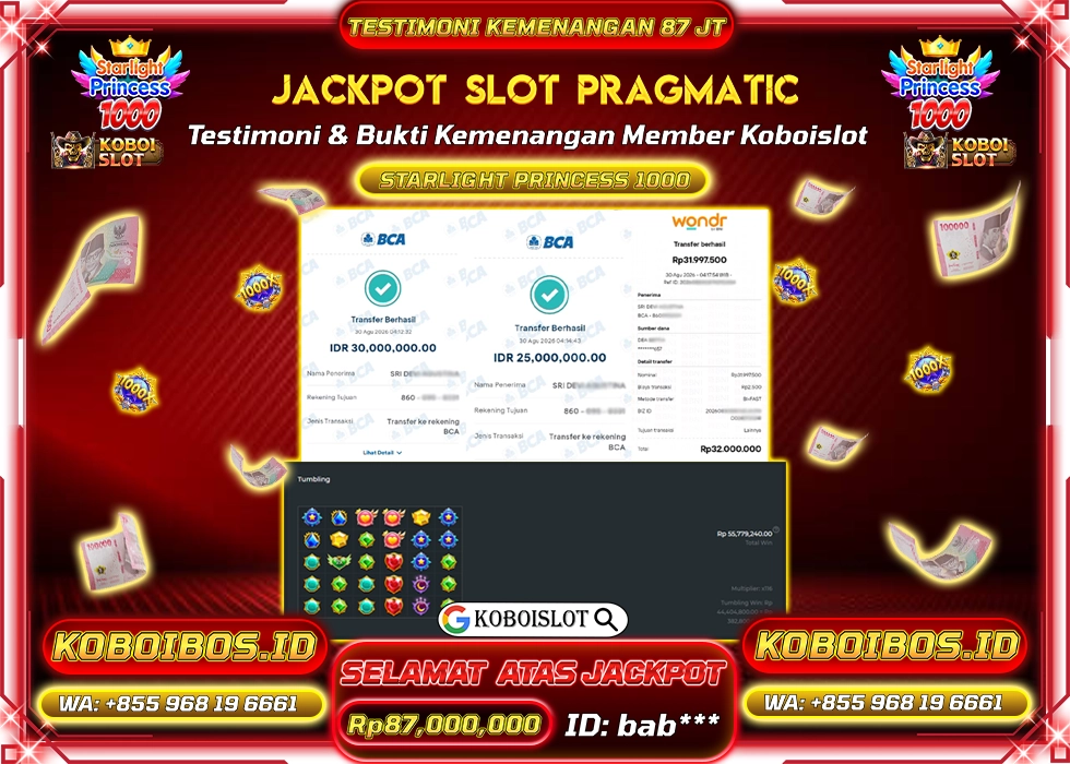 BUKTI KEMENANGAN ID bab*** SLOT GACOR STARLIGHT PRINCESS 1000 Rp87.000.000,- LUNAS